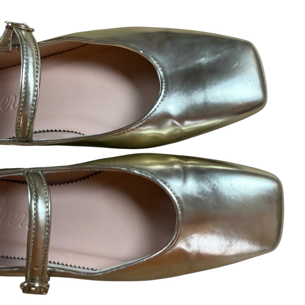 J.Crew Metallic Gold Leather Mary Jane Flats Women 7 Square Toe Ballet Shoes - Picture 5 of 14
